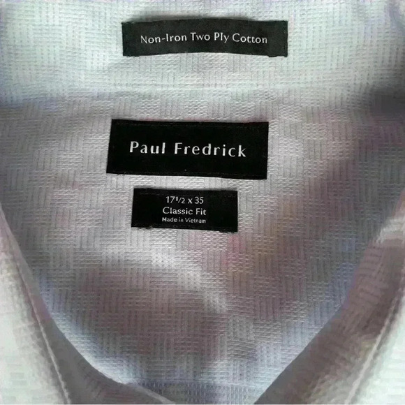 Checkered Blue Classic Dress Shirt 17.5 x 32 Non-Iron Two Ply 100% Cotton Button - Picture 3 of 7